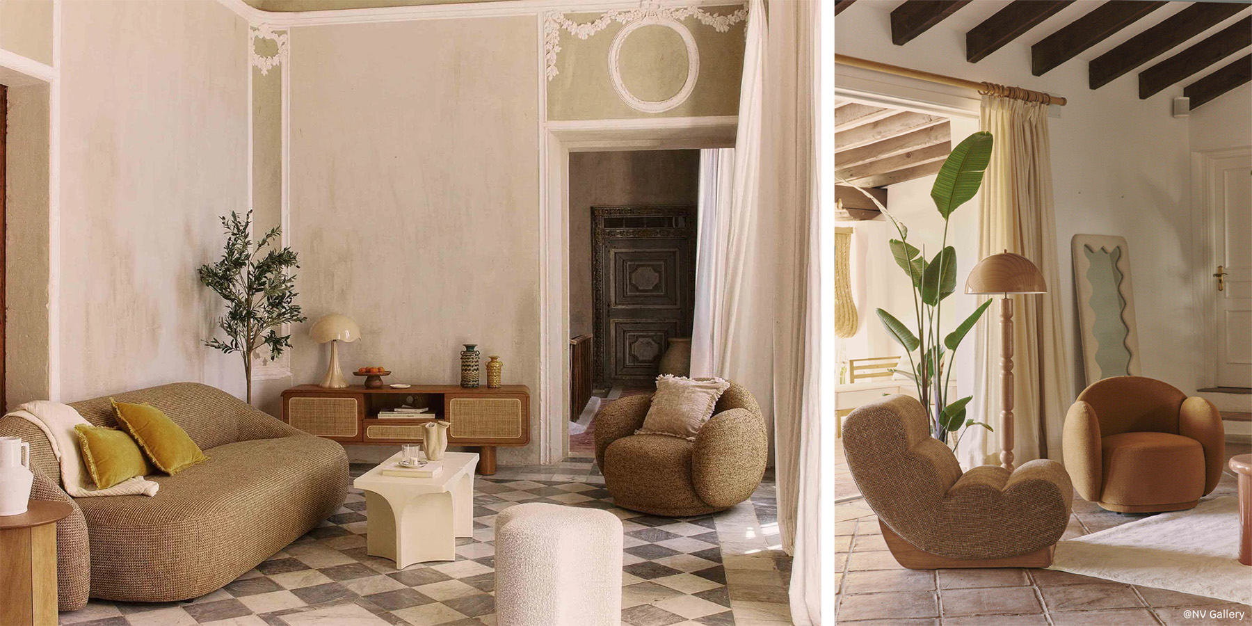 Visuels de la marque NV Gallery illustrant les nouvelles collections aux formes arrondis