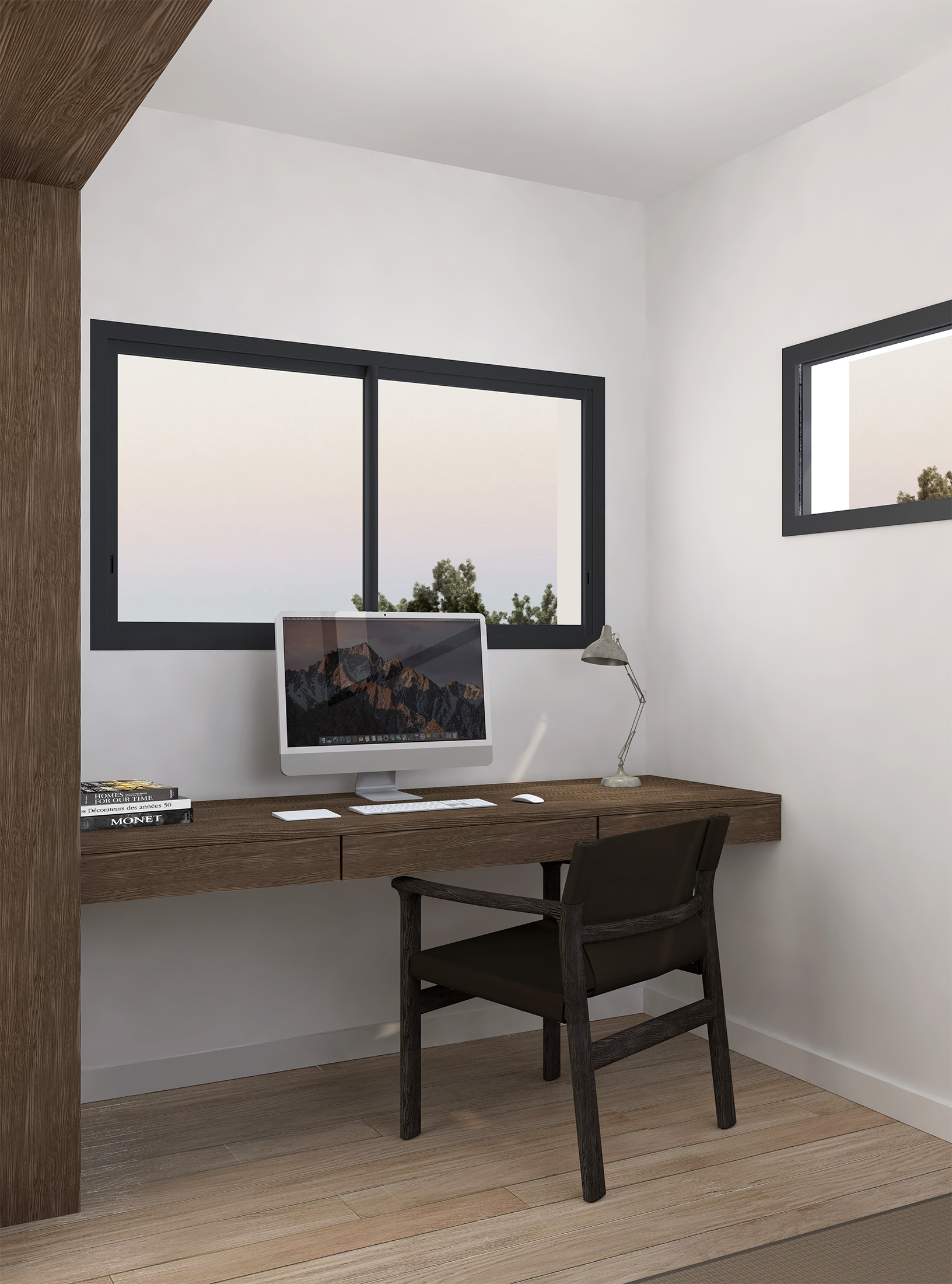 Transformation terrasse en bureau élégant sur mesure, bois clair et lumière naturelle