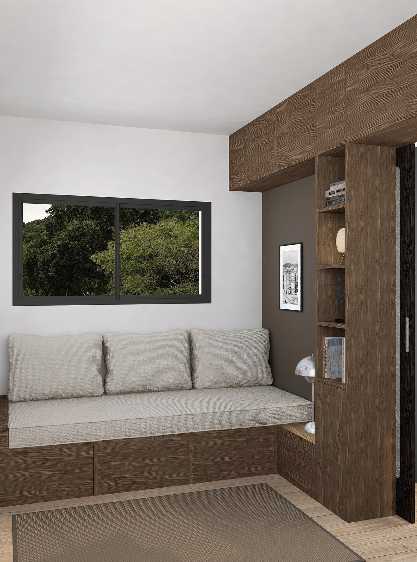 Rénovation appartement lumineux, dialogue entre confort, sur-mesure et extérieur