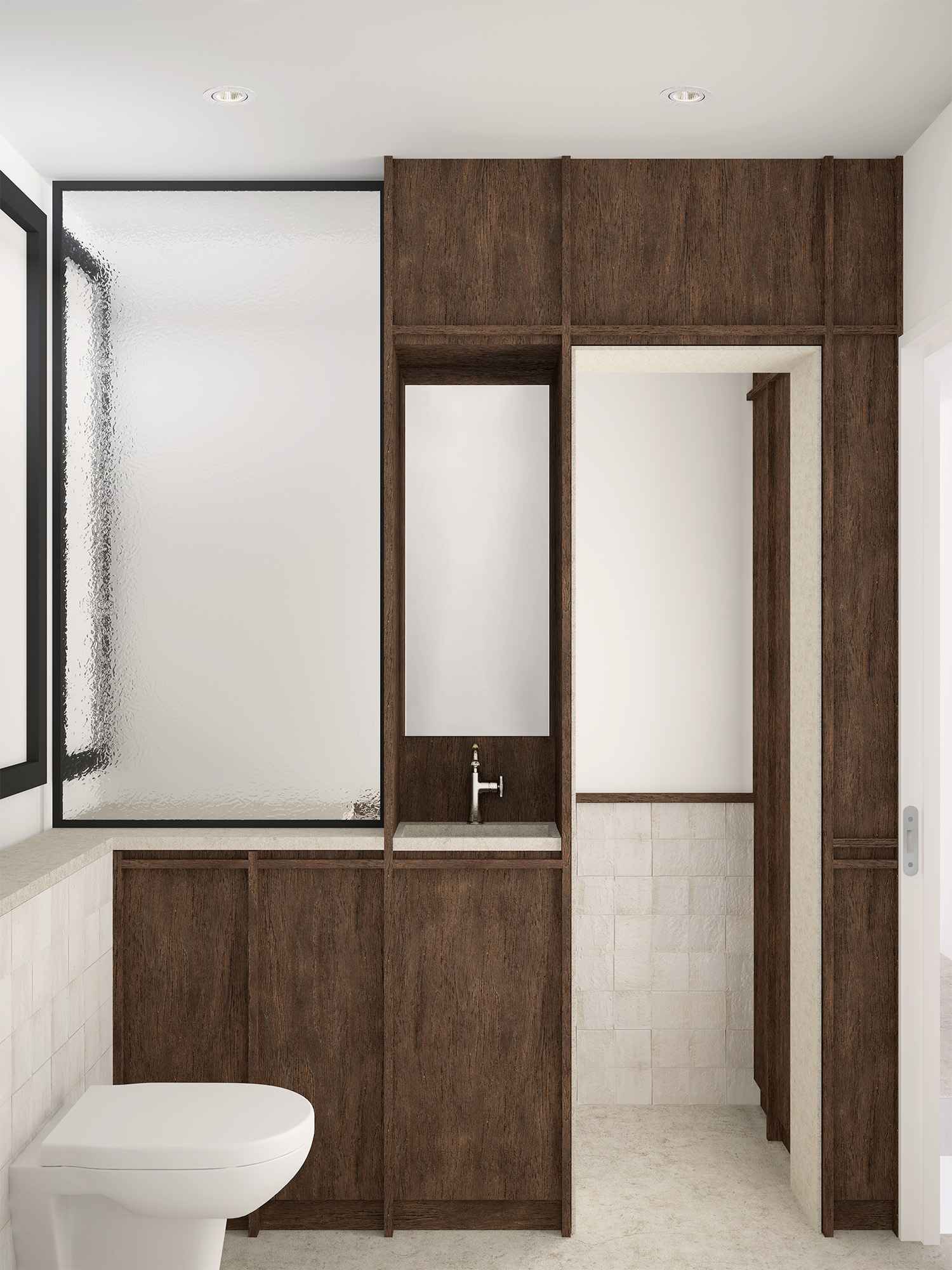 Rénovation de la salle de douche de la Villa Les Tropiques, mettant en valeur des matériaux écologiques et un design moderne.