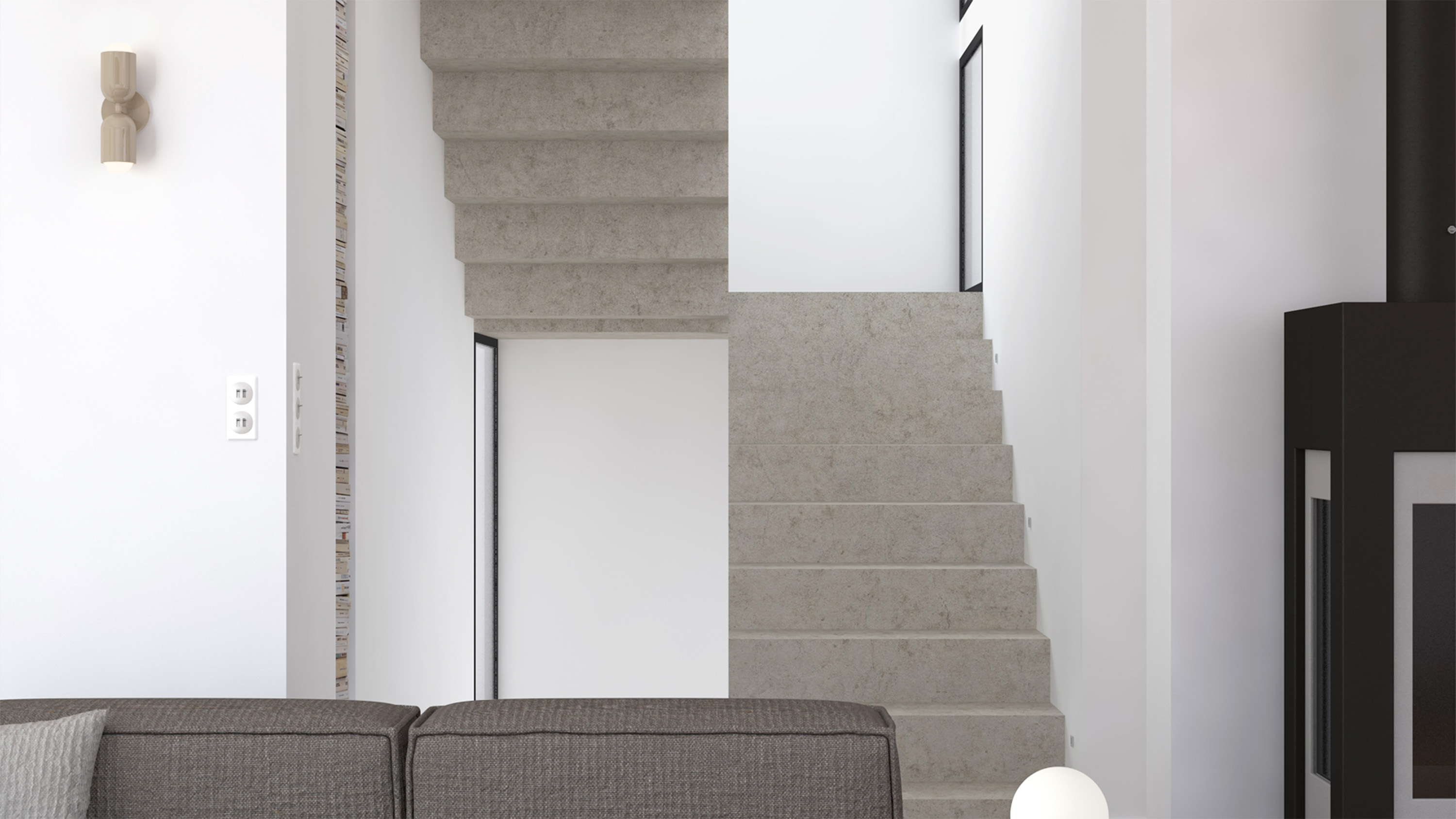 Une salle à manger dans une cuisine designer sur mesure avec la salle à manger en Corse